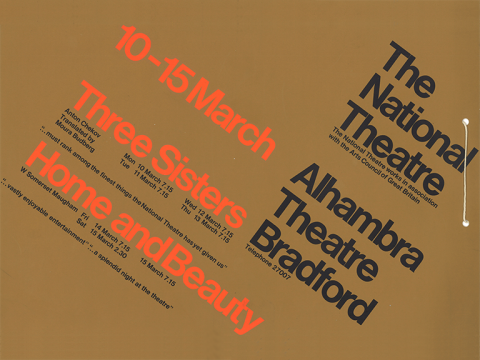 A poster for the National Theatre's Three Sisters at the Alhambra Theatre, Bradford.